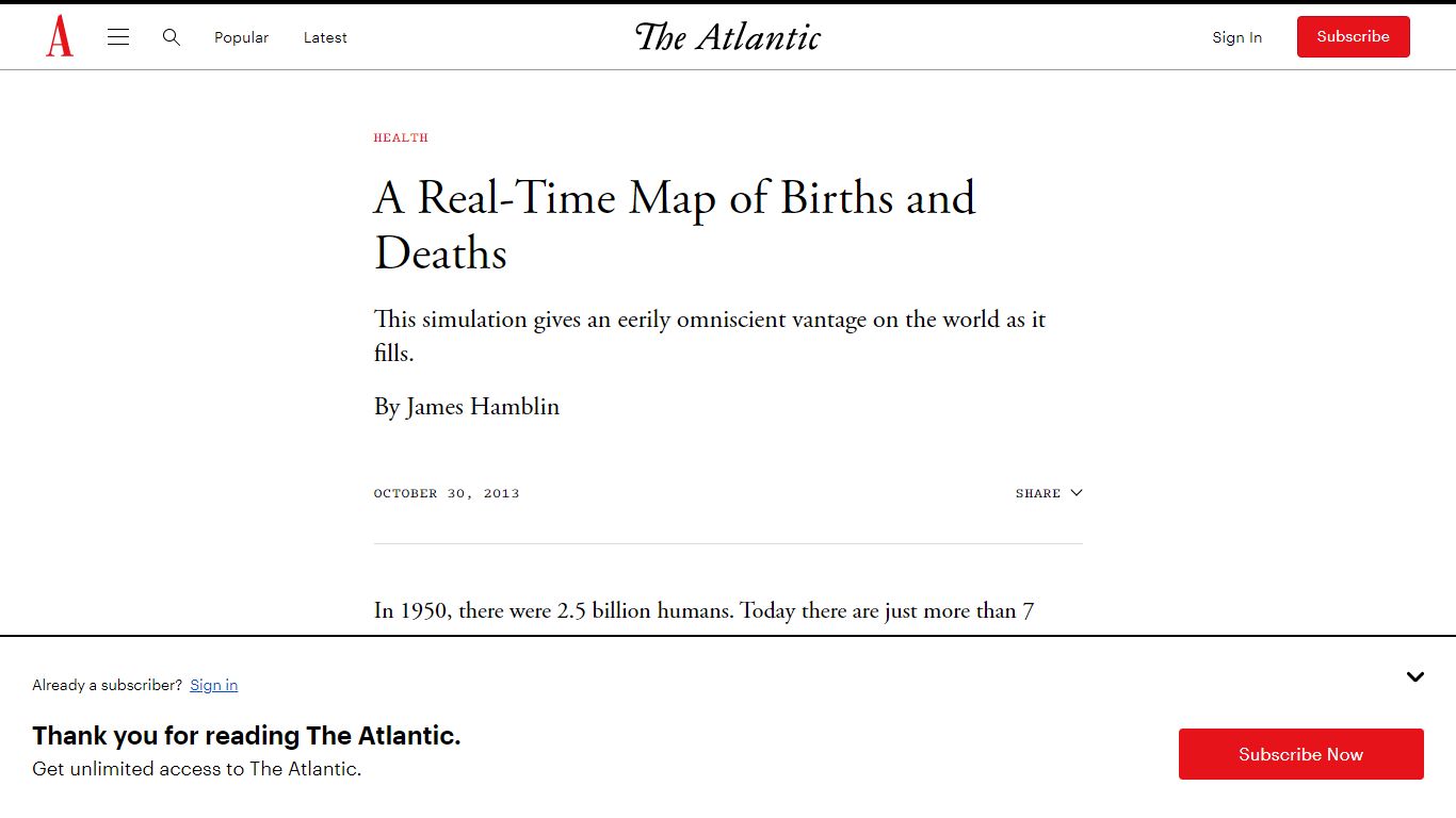 A Real-Time Map of Births and Deaths - The Atlantic